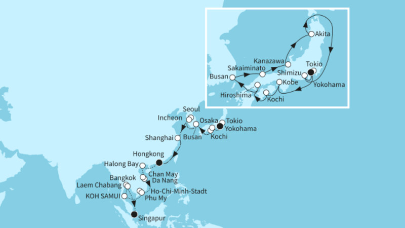 43 Nächte - Weltentdecker-Route - ab Tokio/bis Singapur 43 Nächte - Weltentdecker-Route - ab Tokio/bis Singapur