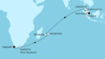 20 Nächte - Indischer Ozean mit Mauritius - ab Kapstadt/bis Singapur