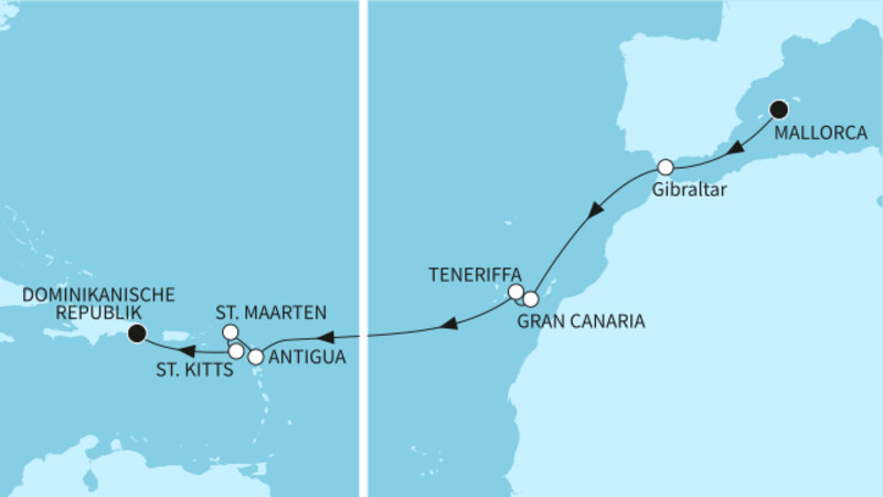 16 Nächte - Transatlantik - ab Palma/bis La Romana
