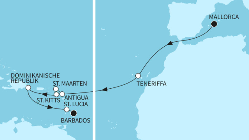 17 Nächte - Transatlantik - ab Palma/bis Bridgetown 17 Nächte - Transatlantik - ab Palma/bis Bridgetown