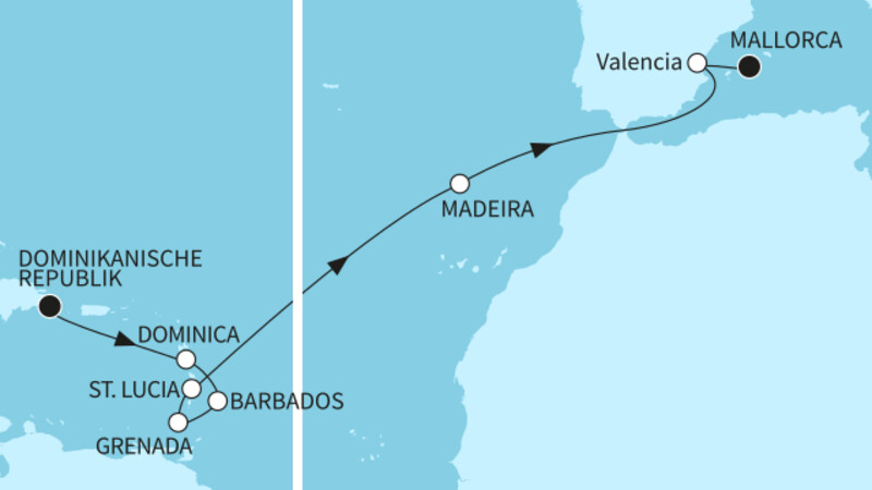 18 Nächte - Transatlantik - ab La Romana/bis Palma