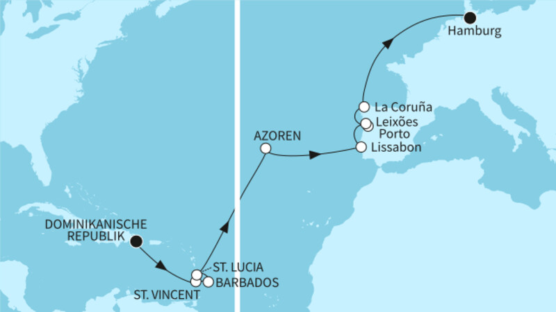 20 Nächte - Transatlantik - ab La Romana/bis Hamburg 20 Nächte - Transatlantik - ab La Romana/bis Hamburg