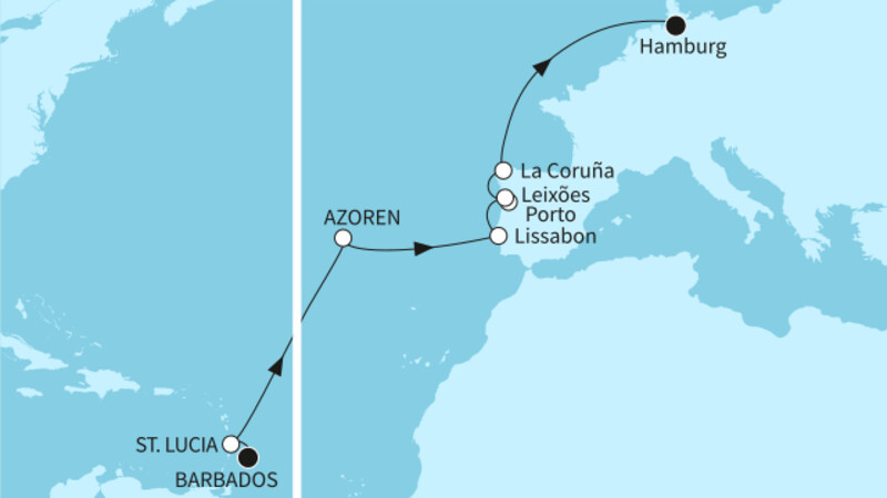 17 Nächte - Transatlantik - ab Bridgetown/bis Hamburg 17 Nächte - Transatlantik - ab Bridgetown/bis Hamburg