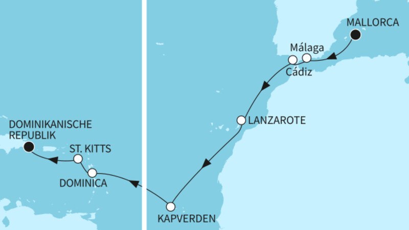 17 Nächte - Transatlantik - ab Palma/bis La Romana 17 Nächte - Transatlantik - ab Palma/bis La Romana