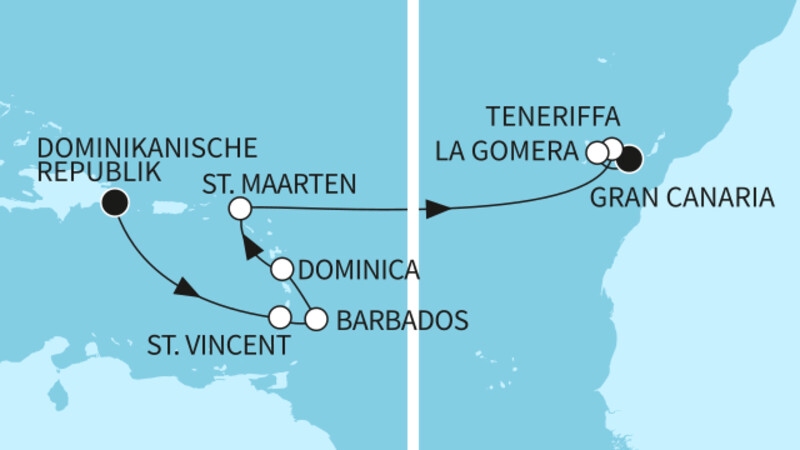 16 Nächte - Transatlantik - ab La Romana/bis Las Palmas 16 Nächte - Transatlantik - ab La Romana/bis Las Palmas