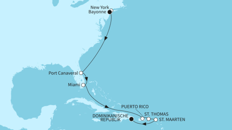 12 Nächte - USA Ostküste & Karibiksonne - ab Bayonne/bis La Romana 12 Nächte - USA Ostküste & Karibiksonne - ab Bayonne/bis La Romana