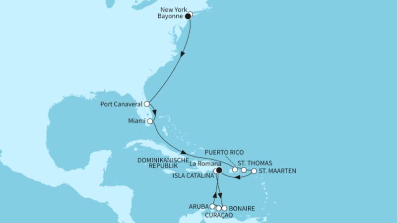 19 Nächte - USA Ostküste & Karibiksonne - ab Bayonne/bis La Romana 19 Nächte - USA Ostküste & Karibiksonne - ab Bayonne/bis La Romana