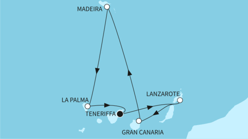 7 Nächte - Kanaren mit Madeira - ab/bis Santa Cruz 7 Nächte - Kanaren mit Madeira - ab/bis Santa Cruz