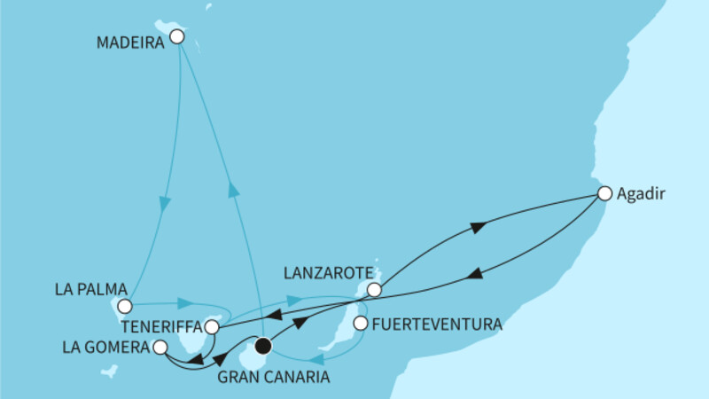 14 Nächte - Kanaren, Madeira und marokkanisches Flair - ab/bis Las Palmas