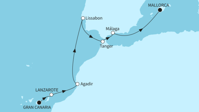 10 Nächte - Marokko und die Südspitze Europas - ab Las Palmas/bis Palma 10 Nächte - Marokko und die Südspitze Europas - ab Las Palmas/bis Palma