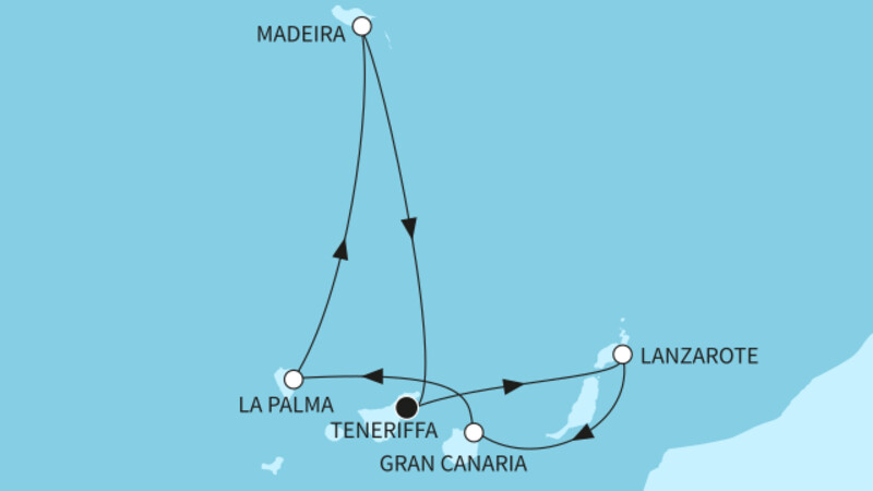 7 Nächte - Kanaren mit Madeira - ab/bis Santa Cruz 7 Nächte - Kanaren mit Madeira - ab/bis Santa Cruz