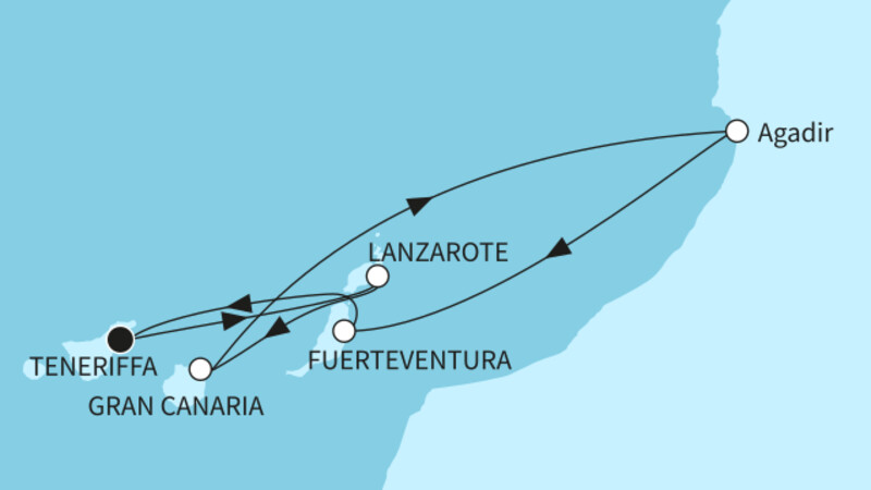 7 Nächte - Kanaren mit Marokko - ab/bis Santa Cruz 7 Nächte - Kanaren mit Marokko - ab/bis Santa Cruz