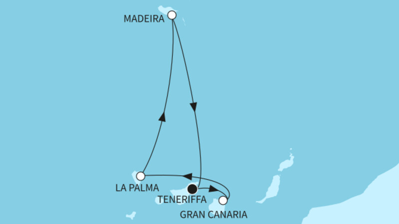 7 Nächte - Kanaren mit Madeira - ab/bis Santa Cruz 7 Nächte - Kanaren mit Madeira - ab/bis Santa Cruz