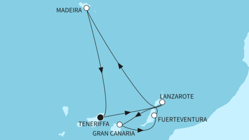 7 Nächte - Kanaren mit Madeira - ab/bis Santa Cruz 7 Nächte - Kanaren mit Madeira - ab/bis Santa Cruz
