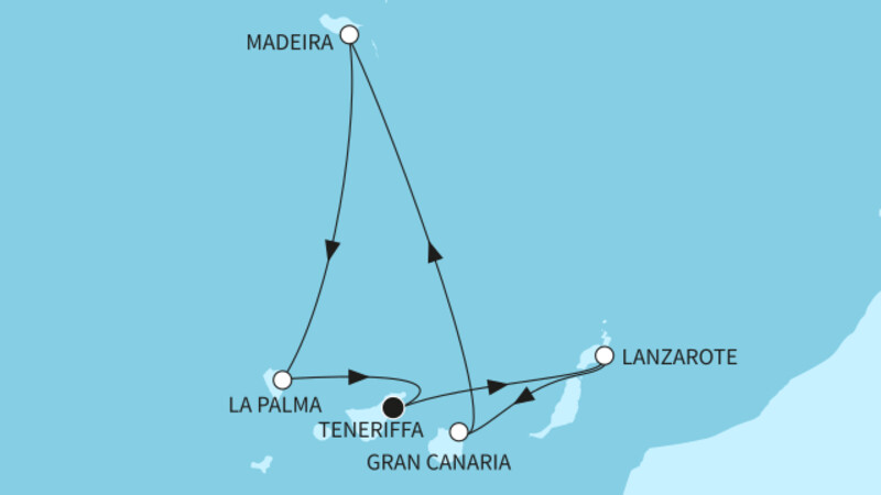 7 Nächte - Kanaren mit Madeira - ab/bis Santa Cruz 7 Nächte - Kanaren mit Madeira - ab/bis Santa Cruz