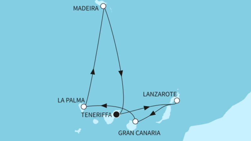 7 Nächte - Kanaren mit Madeira - ab/bis Santa Cruz 7 Nächte - Kanaren mit Madeira - ab/bis Santa Cruz