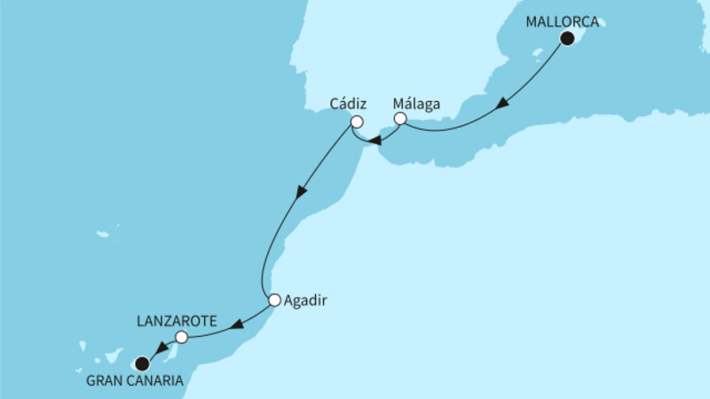 8 Tage - Die Südspitze Europas - ab Palma/bis Las Palmas