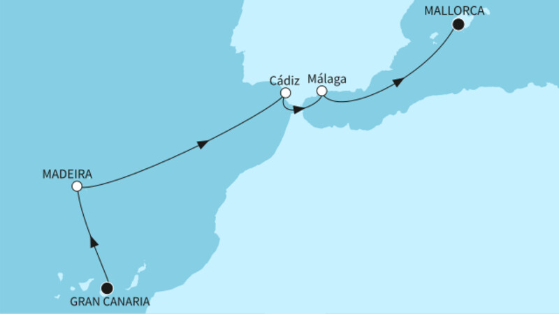 8 Nächte - Atlantikinseln und Spaniens Sonnenküste - ab Las Palmas/bis Palma 8 Nächte - Atlantikinseln und Spaniens Sonnenküste - ab Las Palmas/bis Palma