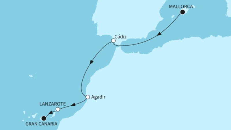 7 Nächte - Die Südspitze Europas - ab Palma/bis Las Palmas 7 Nächte - Die Südspitze Europas - ab Palma/bis Las Palmas
