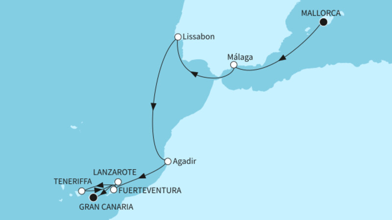 11 Nächte - Jahresauftakt Spaniens Süden und Kanaren - ab Palma/bis Las Palmas 11 Nächte - Jahresauftakt Spaniens Süden und Kanaren - ab Palma/bis Las Palmas