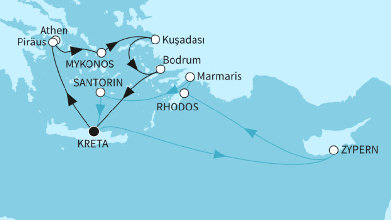 14 Nächte - Östliches Mittelmeer mit Piräus & Rhodos