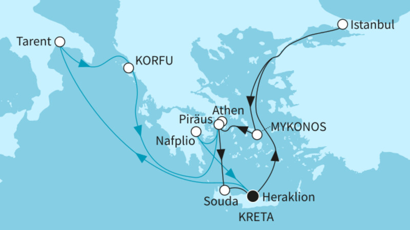 14 Nächte - Inselperlen des Mittelmeers - ab/bis Heraklion 14 Nächte - Inselperlen des Mittelmeers - ab/bis Heraklion
