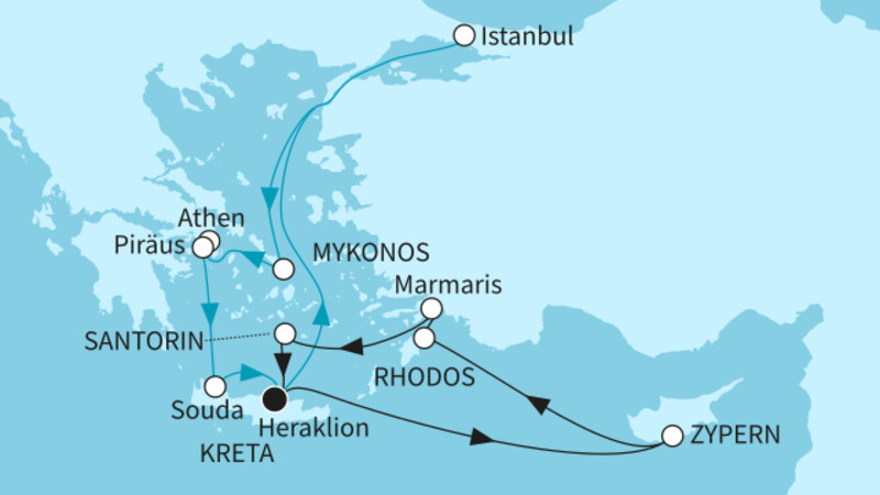14 Nächte - Inselperlen des Mittelmeers mit Athen und Istanbul - ab/bis Heraklion 14 Nächte - Inselperlen des Mittelmeers mit Athen und Istanbul - ab/bis Heraklion