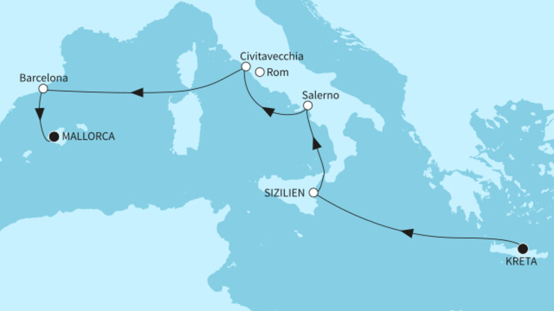 7 Nächte - Italiens Sonnenseiten - ab Heraklion/bis Palma 7 Nächte - Italiens Sonnenseiten - ab Heraklion/bis Palma