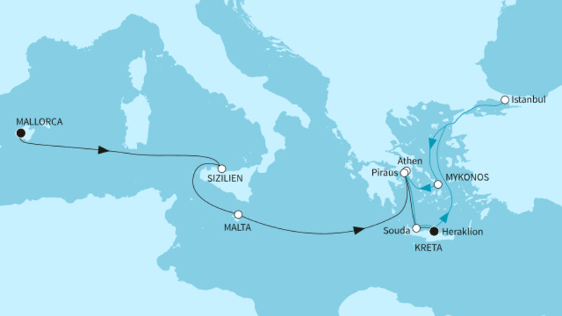 14 Nächte - Mittelmeer intensiv - ab Palma/bis Heraklion 14 Nächte - Mittelmeer intensiv - ab Palma/bis Heraklion
