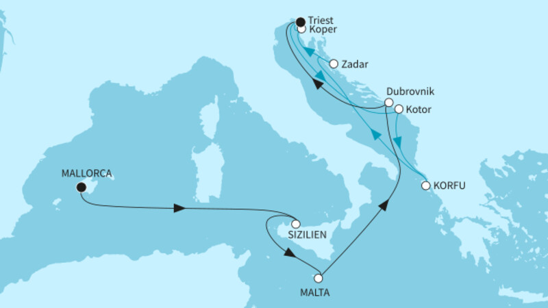 14 Nächte - Adria intensiv - ab Palma/bis Triest 14 Nächte - Adria intensiv - ab Palma/bis Triest
