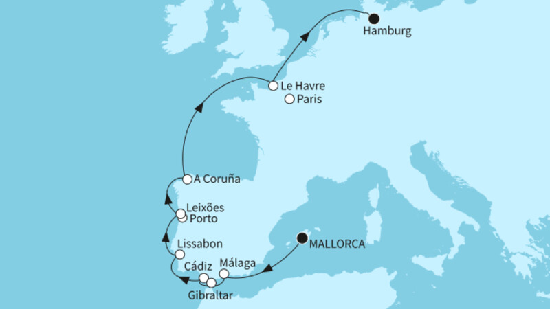 11 Nächte - Europas Westküste - ab Palma/bis Hamburg 11 Nächte - Europas Westküste - ab Palma/bis Hamburg