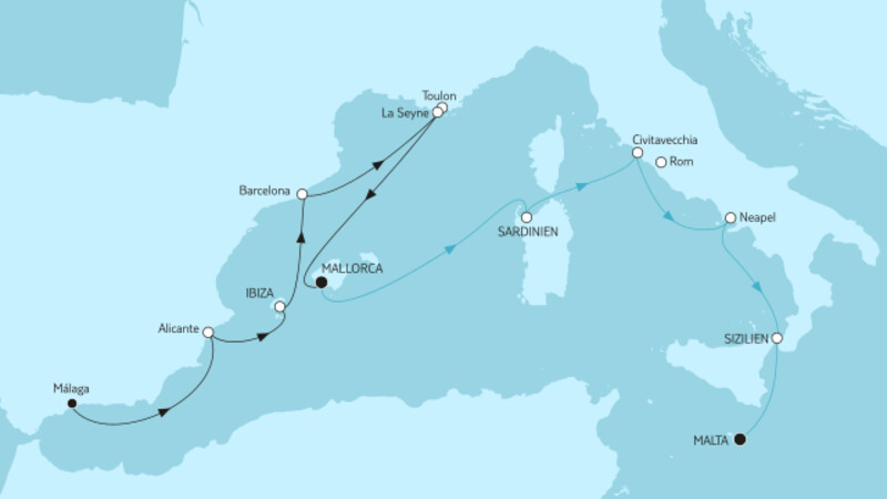 Málaga bis Mallorca & Mallorca bis Malta