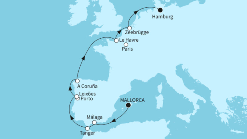 11 Nächte - Europas Westküste - ab Palma/bis Hamburg 11 Nächte - Europas Westküste - ab Palma/bis Hamburg