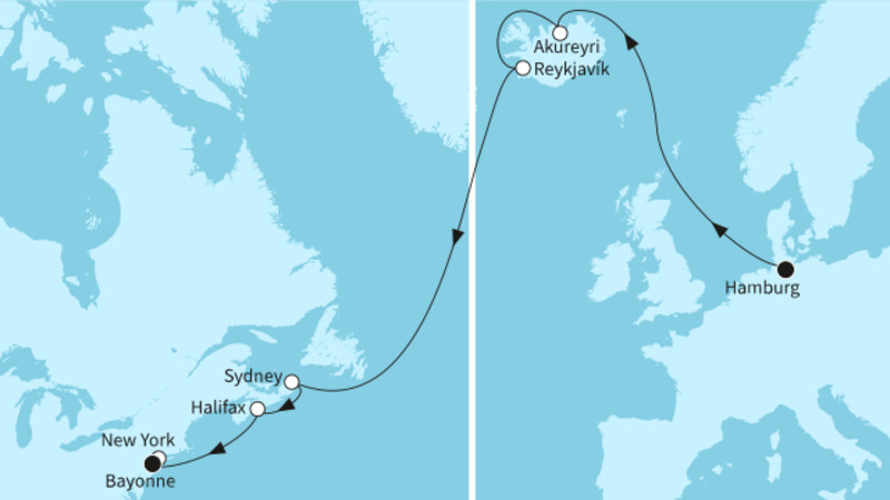 15 Nächte - Transatlantikreise USA - ab Hamburg/bis Bayonne (New York) 15 Nächte - Transatlantikreise USA - ab Hamburg/bis Bayonne (New York)