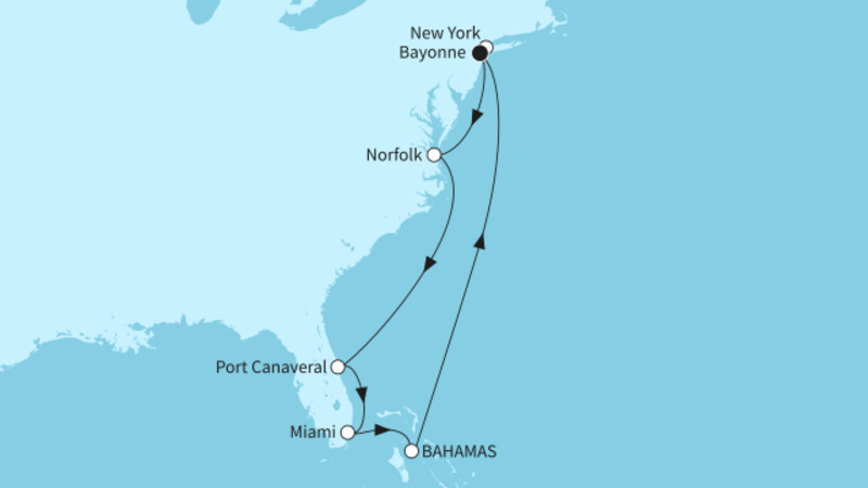 10 Nächte - Florida und Bahamas - ab/bis Bayonne (New York) 10 Nächte - Florida und Bahamas - ab/bis Bayonne (New York)