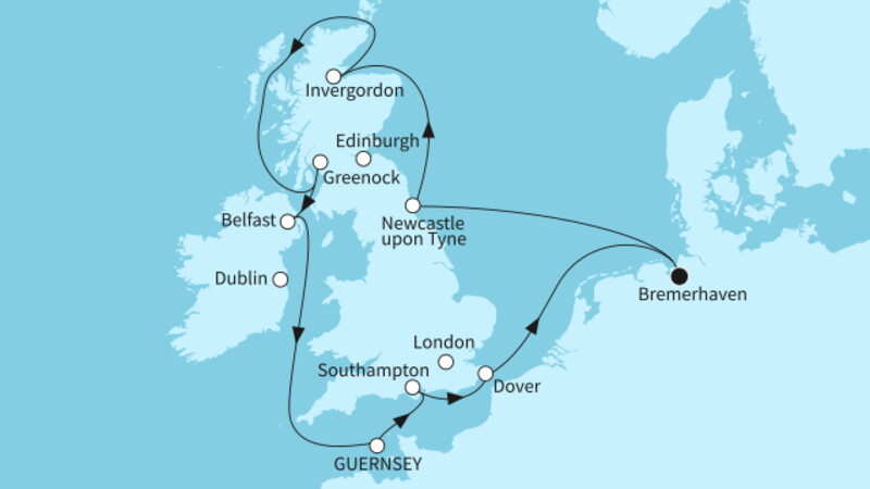 12 Nächte - Rund um die grüne Insel - ab/bis Bremerhaven 12 Nächte - Rund um die grüne Insel - ab/bis Bremerhaven
