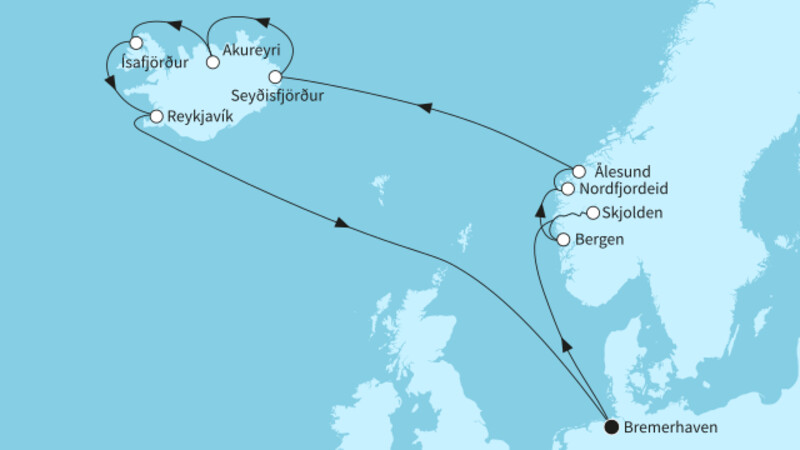 14 Nächte - Norwegens Fjorde und Islands Naturwunder - ab/bis Bremerhaven 14 Nächte - Norwegens Fjorde und Islands Naturwunder - ab/bis Bremerhaven