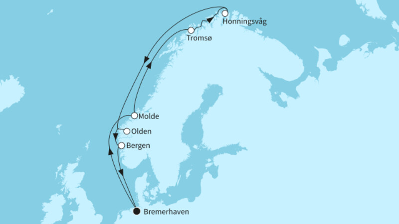 11 Nächte - Norwegens Fjordwelten mit Nordkap - ab/bis Bremerhaven 11 Nächte - Norwegens Fjordwelten mit Nordkap - ab/bis Bremerhaven