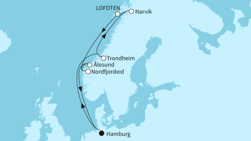 11 Nächte - Fjordland Norwegen - ab/bis Hamburg