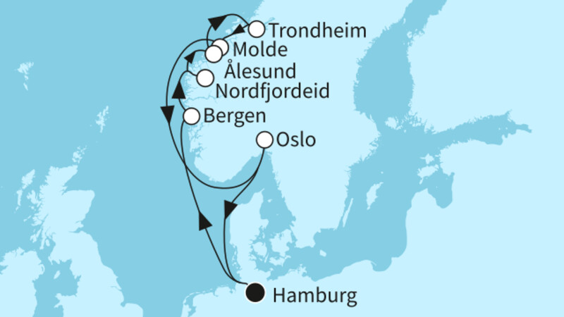 11 Nächte - Fjordland Norwegen - ab/bis Hamburg