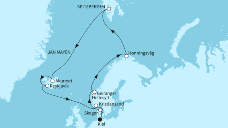 17 Nächte - Naturwunder Norwegens und Islands - ab/bis Kiel