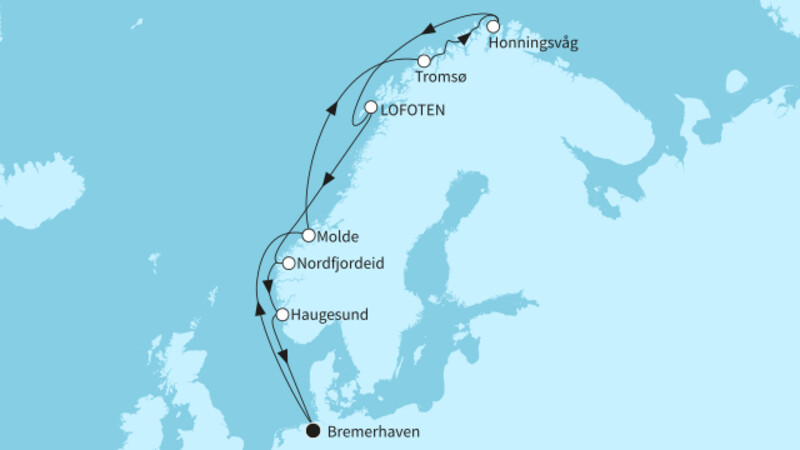 12 Nächte - Norwegens Fjordwelten mit Nordkap - ab/bis Bremerhaven 12 Nächte - Norwegens Fjordwelten mit Nordkap - ab/bis Bremerhaven