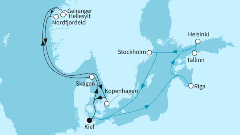 14 Nächte - Fjordwelten und Ostseeperlen - ab/bis Kiel 14 Nächte - Fjordwelten und Ostseeperlen - ab/bis Kiel