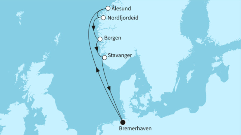 7 Nächte - Norwegens Fjordwelten - ab/bis Bremerhaven