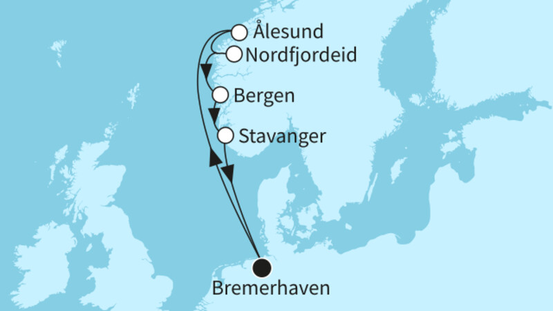 7 Nächte - Norwegens Fjordwelten - ab/bis Bremerhaven 7 Nächte - Norwegens Fjordwelten - ab/bis Bremerhaven