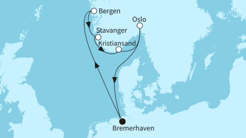 7 Nächte - Vielfalt Norwegens - ab/bis Bremerhaven 7 Nächte - Vielfalt Norwegens - ab/bis Bremerhaven