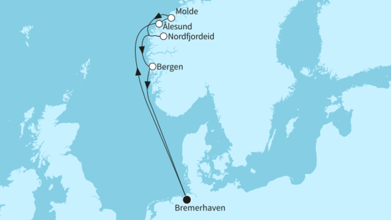 7 Nächte - Norwegens Fjordwelten - ab/bis Bremerhaven 7 Nächte - Norwegens Fjordwelten - ab/bis Bremerhaven