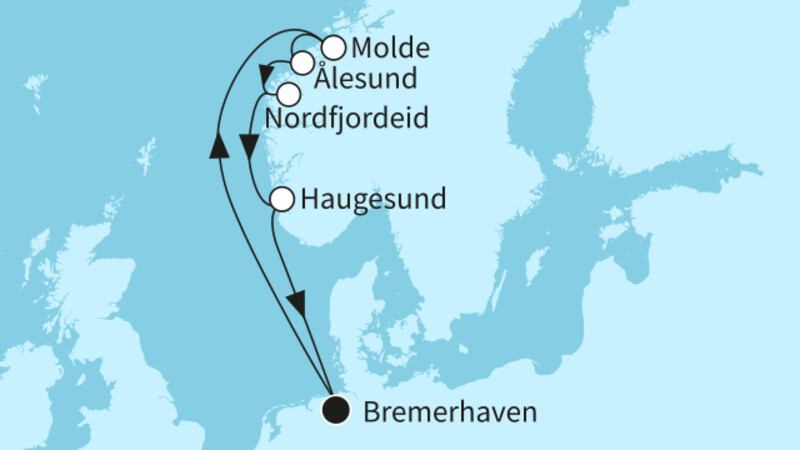 7 Nächte - Norwegens Fjordwelten - ab/bis Bremerhaven 7 Nächte - Norwegens Fjordwelten - ab/bis Bremerhaven