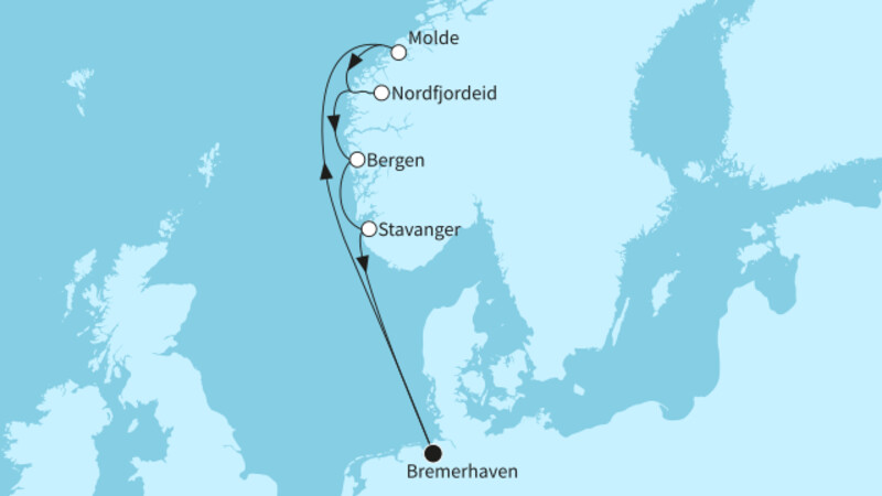7 Nächte - Norwegens Fjordwelten - ab/bis Bremerhaven 7 Nächte - Norwegens Fjordwelten - ab/bis Bremerhaven