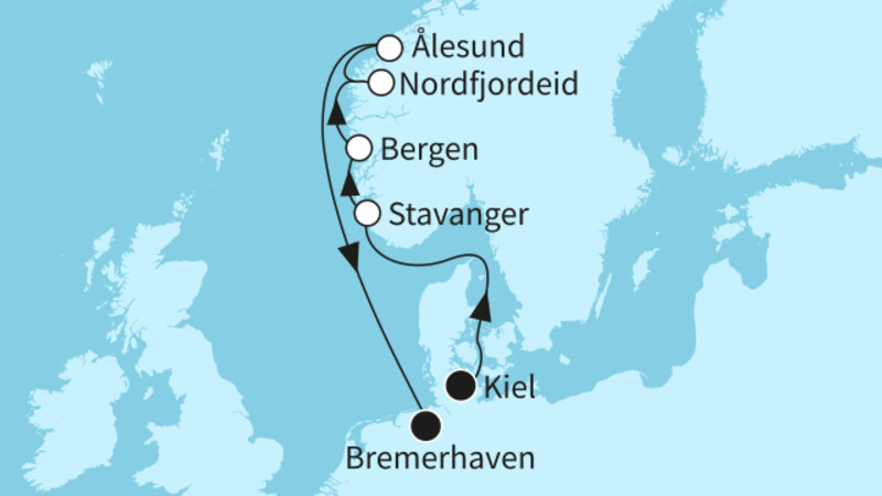 7 Nächte - Norwegens Fjordwelten - ab Kiel/ bis Bremerhaven 7 Nächte - Norwegens Fjordwelten - ab Kiel/ bis Bremerhaven